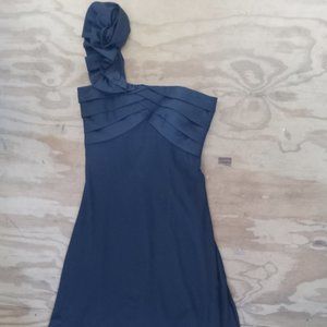 One shoulder black formal maxi dress